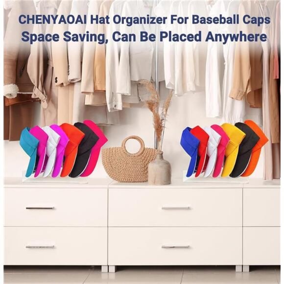 Hat Organizer Acrylic Hat Stand for 14 Baseball Caps Hat Display Rack Bedroom Cl - Picture 6 of 7